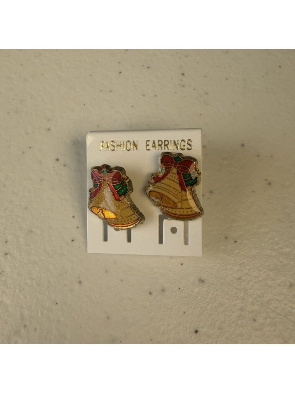 Vintage Christmas Bells Stud Earrings Enameled 80’s Holiday New